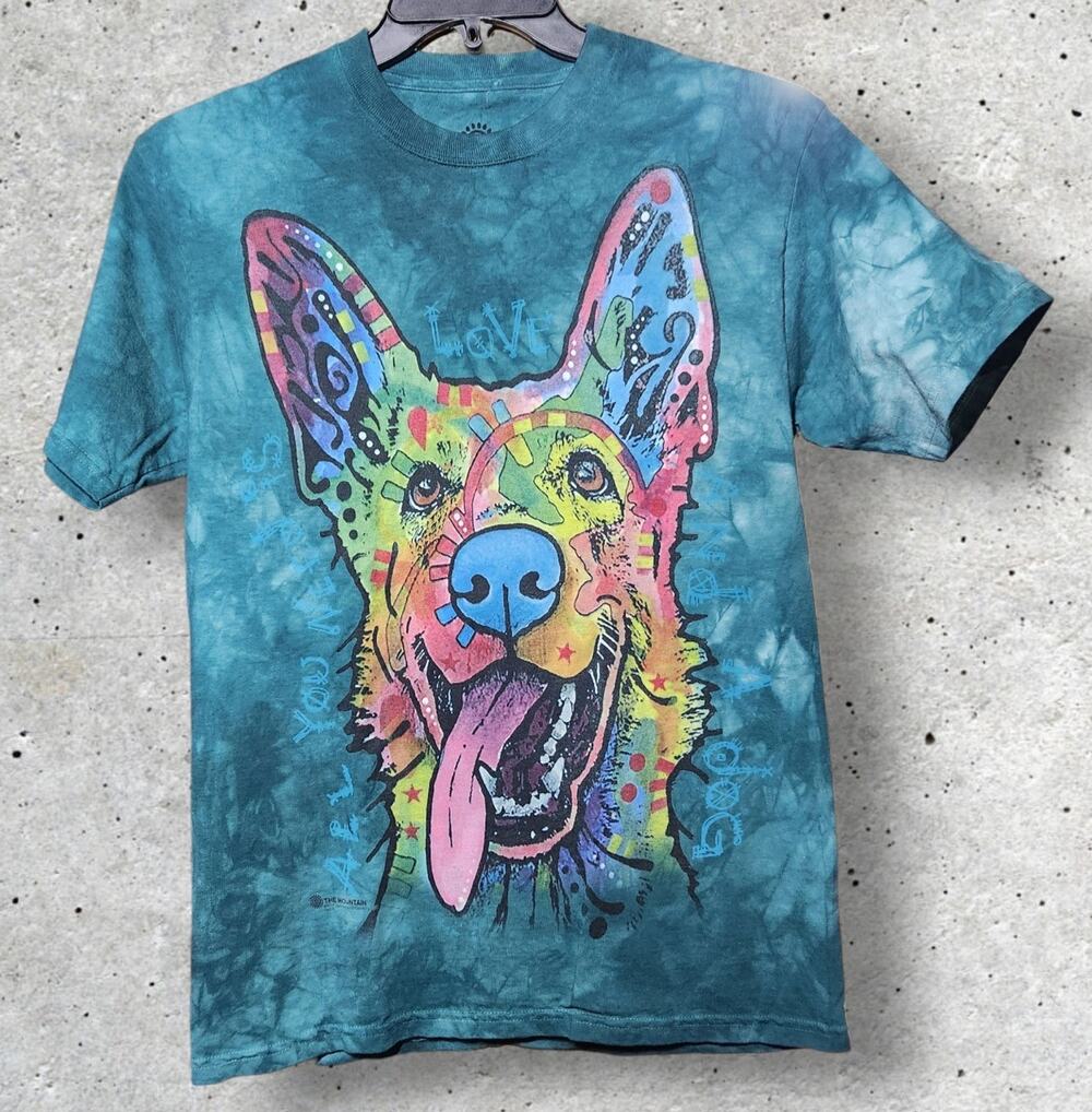 Dean Russo German Shepherd dog The Mountain Mosaic Green Tie-Dye T-Shirt M